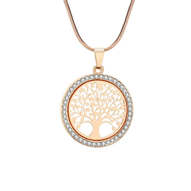Hot Tree of Life Crystal Pendant Necklace