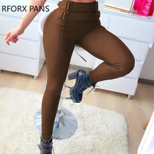 Load image into Gallery viewer, Women Solid High Waist Seam Front Buckled Skinny Pants Pants Casual Pants Fashion Pants
