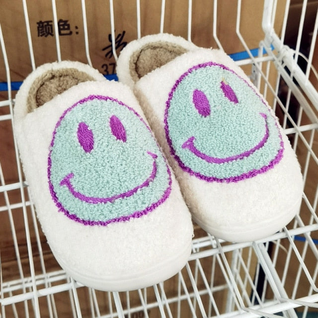 Smiley Face Fur Slippers