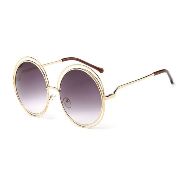 Round Oversize Alloy Hollow Frame Sunglasses